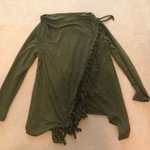 Army Green Poncho Wrap Sweater
